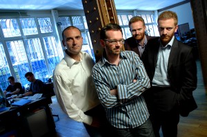 The co-founders of PriceMinister: (from left) Pierre Krings, Olivier Mathiot, Justin Ziegler and Pierre Kosciusko-Morizet