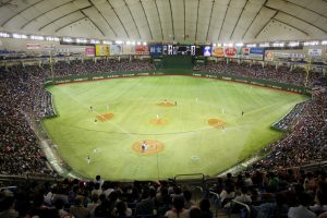 The Rakuten Golden Eagles playing the Orix Buffaloes at Tokyo Dome