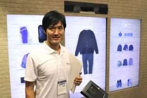 Sanjo Masahiro of the Rakuten Institute of Technology (RIT), in front of the "Kitemiroom"