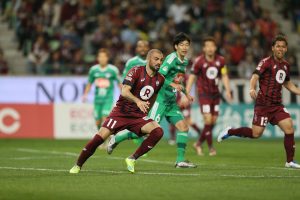 At Rakuten football has a special place. Vissel Kobe's Leandro, the joint league leading scorer, spearheads the team's creative style (C) VISSEL KOBE