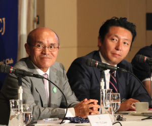 Minamisoma Mayor (left) Katsunobu Sakurai has a bold plan to turn his city into a testing ground for robotics technologies.
