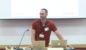 Rakuten LGBT Network founder, Brendan speaks at a recent event with Niijiro