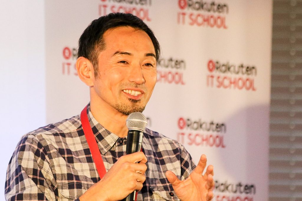 The judging panel at the 11th annual Rakuten IT School Championships included one of Japan's most successful sprinters of all time, Dai Tamesue.