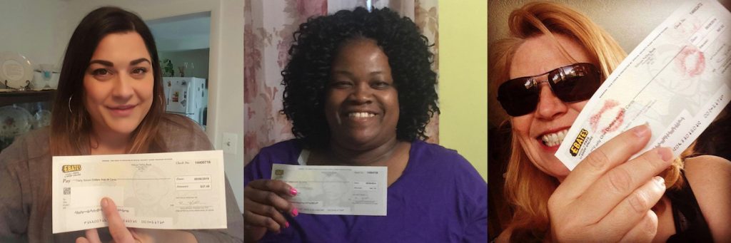 It has become popular for happy Ebates customers to share photos and videos of their "big fat checks" on social medial.