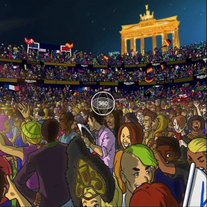 Rakuten Arena's 360˚illustration series "Rakuten Star Finder" challenges fans to look for a hidden Shakira.