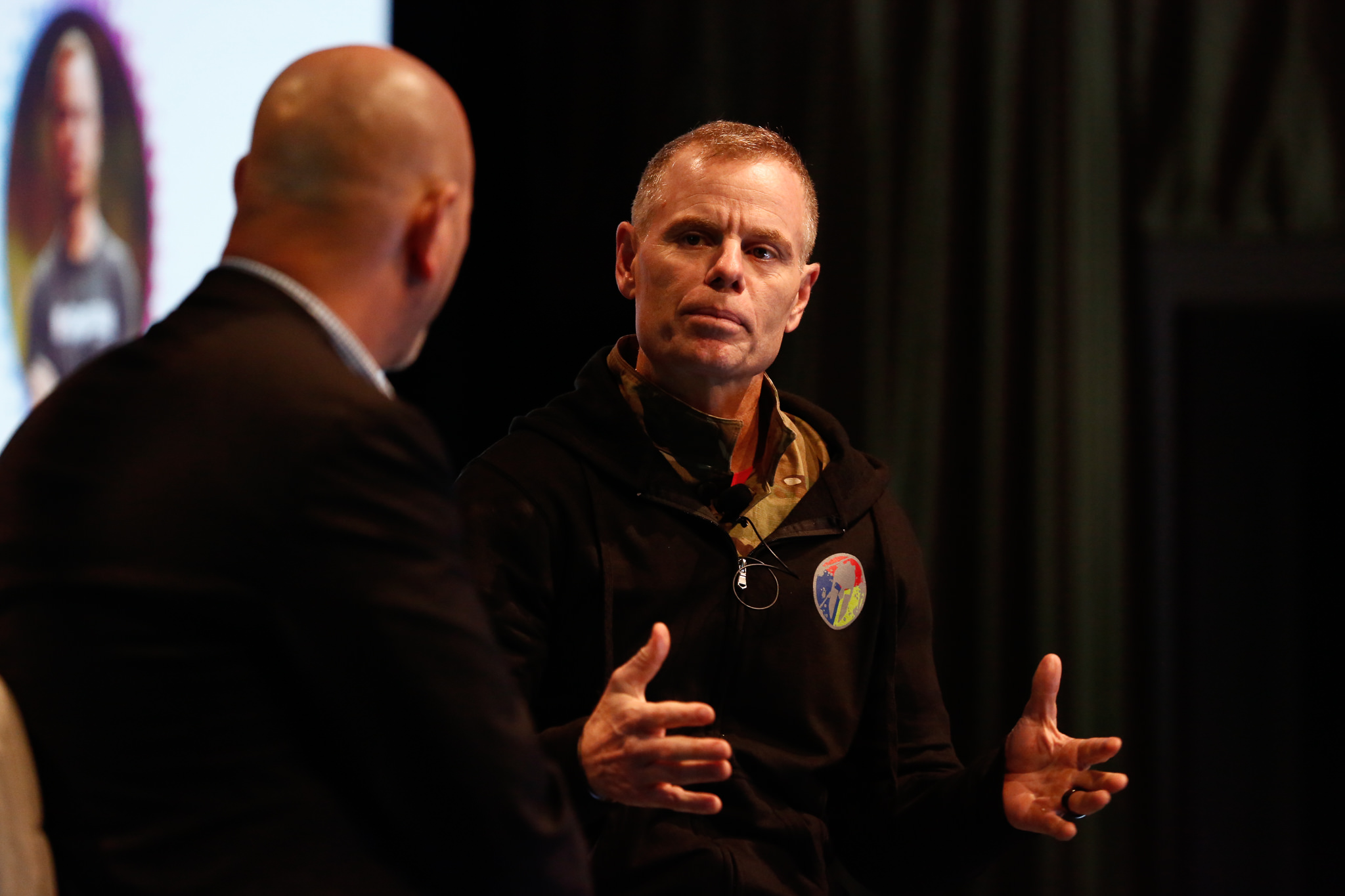 Spartan CEO Joe De Sena on stage at Rakuten Optimism 2018 in San Francisco.