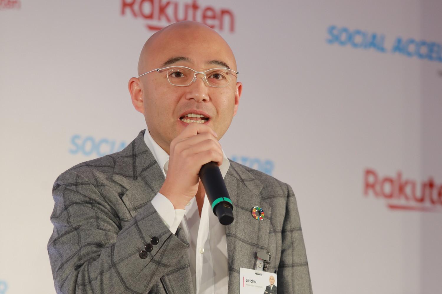 “If we can tackle social issues through business, we can ensure that the solution is sustainable,” said Rakuten co-founder and Chief People Officer Masatada “Seichu” Kobayashi at Rakuten Social Accelerator Demo Day.