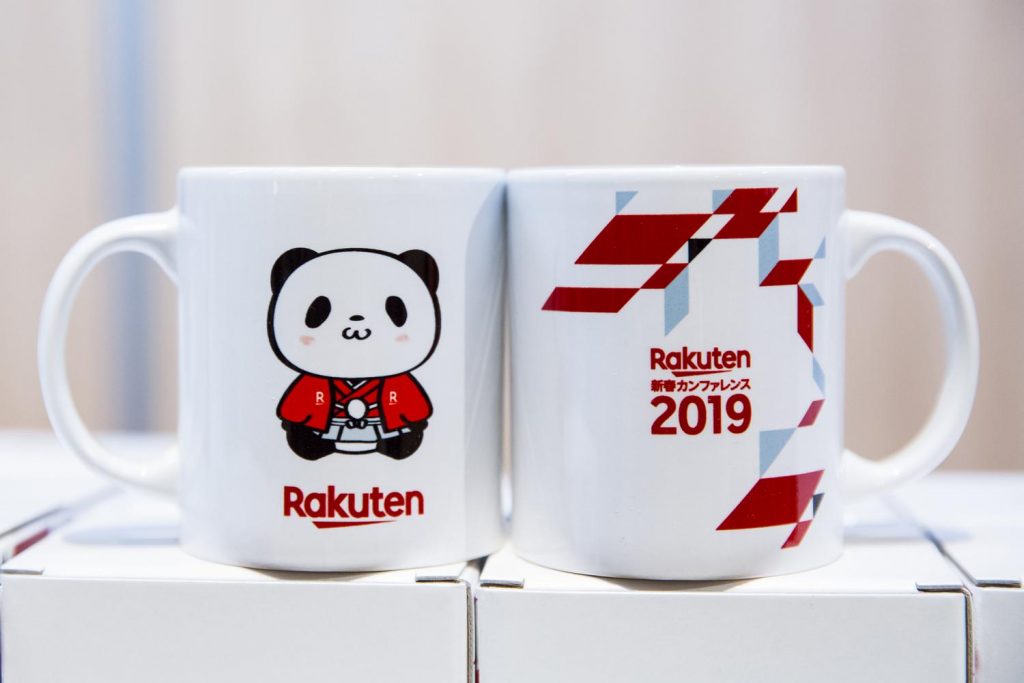 Conference mugs featuring beloved Rakuten Ichiba mascot the Rakuten Shopping Panda.