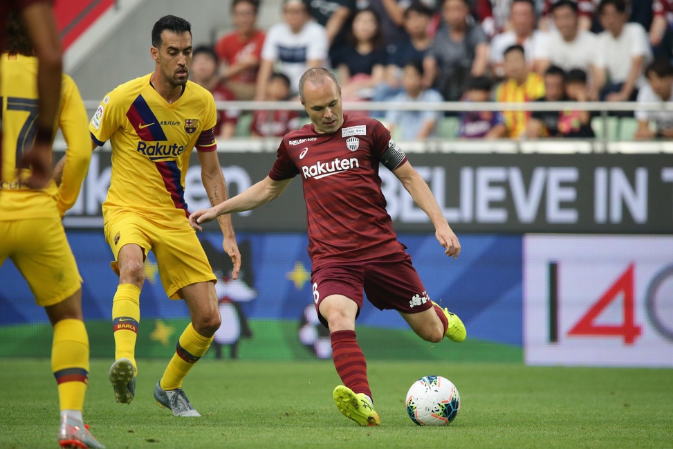 Former Barca legend Andres Iniesta faced off against ex-teammates for the first time since joining Vissel Kobe last year.