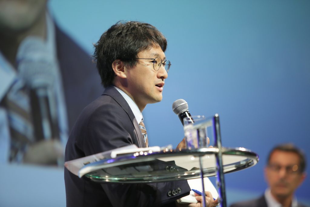 Takuya Kitagawa, director of Rakuten’s Global Data Supervisory Department, moderated a session on AI and medicine at the recent New Economy Summit (NEST) in Tokyo.